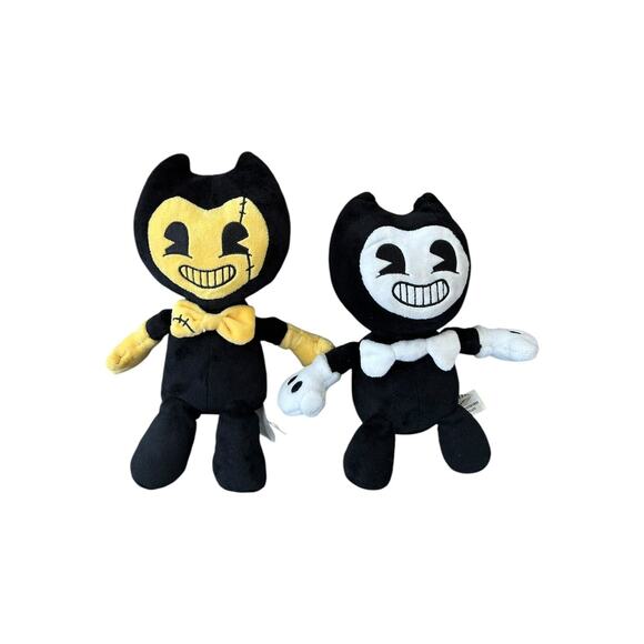Lot Of 2 Bendy and the Ink Machine Sepia 10" Plush Gold and White - Picture 1 of 7